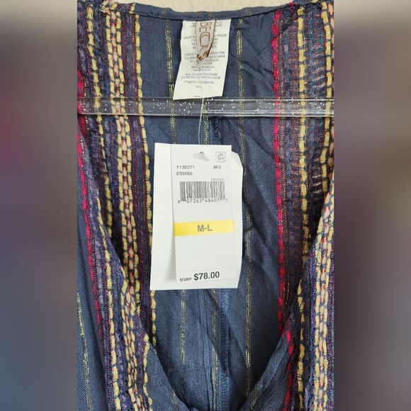BECCA by Rebecca Virtue Metallic Stripe Cover Tunic M/L - Picture 2 of 4